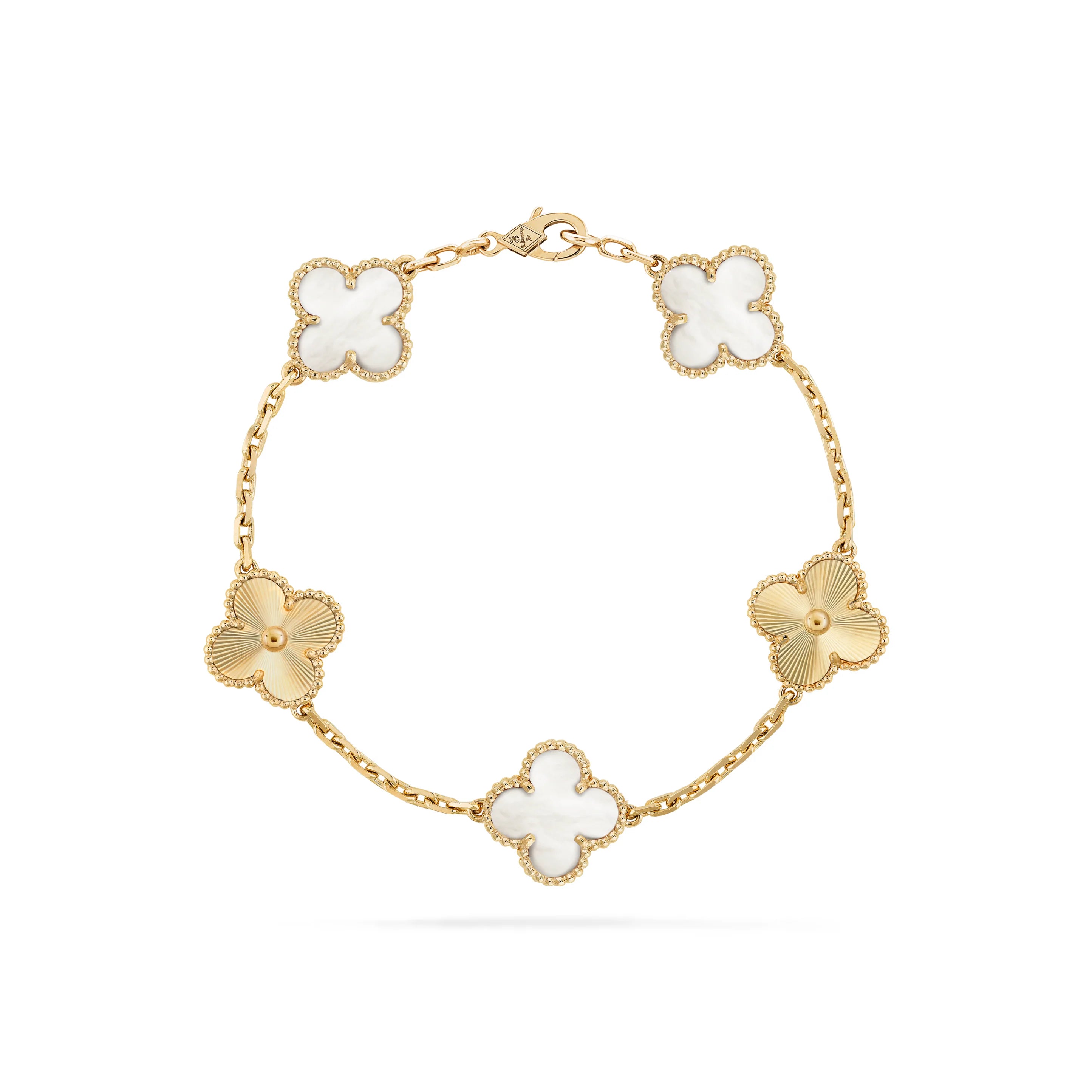 VAN CLEEF VINTAGE ALHAMBRA BRACELET - GOLD/WHITE/GOLD